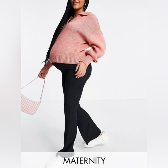 NEW YORK MATERNITY RIB FLARE LEGGINS - Picture 2 of 4